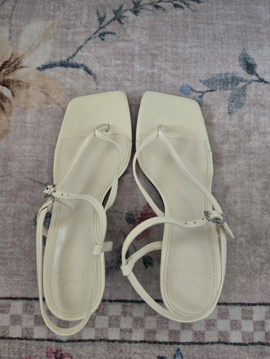 Marc Fisher Shoes - Marc Fisher Cream Strappy Square-Toe Women's Sandals